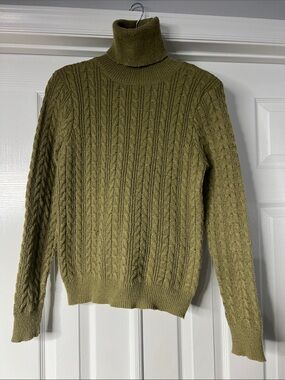 SHEIN Olive Cable Turtleneck Sweater for Men